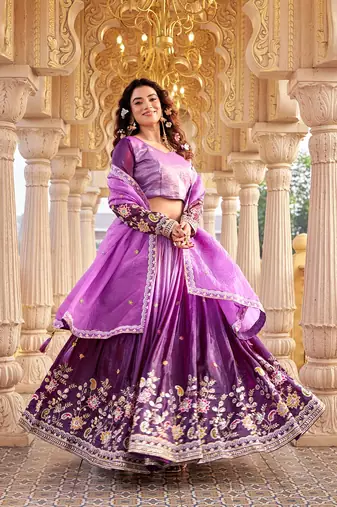 Womens New Trendy Heavy embroidery sequence  thread work Lehenga Set