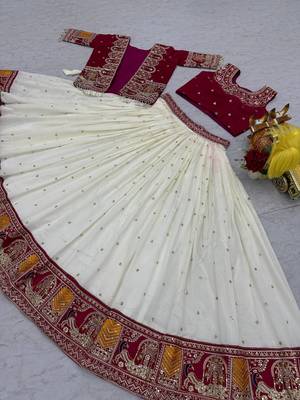 pink embroidered vichitra silk lehenga with jacket 4
