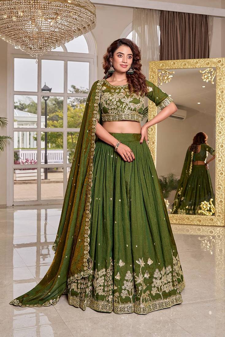 Womens New Wedding Wear Embroidery cording sequence with thread work Lehenga Set