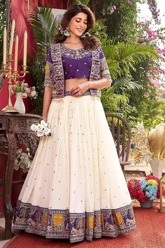 Womens New Wedding Wear Embroidery cording sequence with thread work Lehenga Set