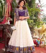 Womens Wedding Wear Embroidery cording sequence with thread work Lehenga Set