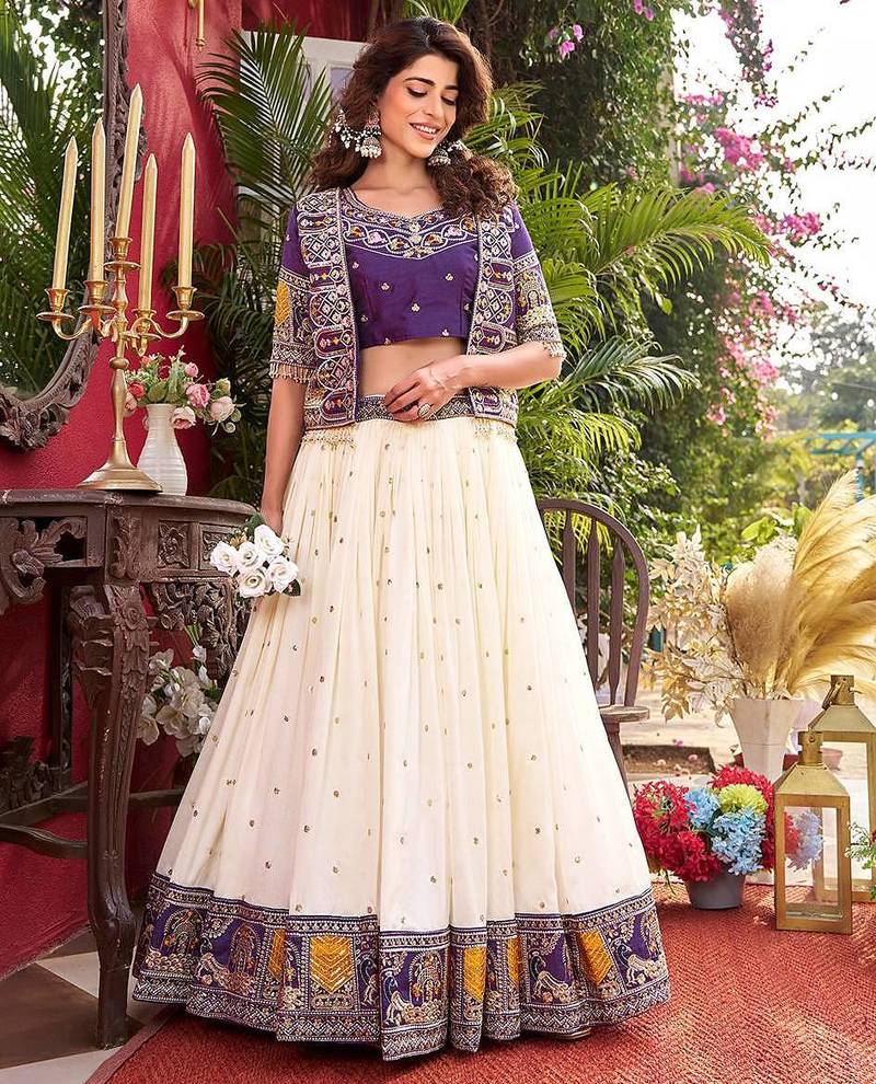 Womens New Wedding Wear Embroidery cording sequence with thread work Lehenga Set