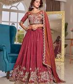 Womens Wedding Wear Embroidery cording sequence with thread work Lehenga Set