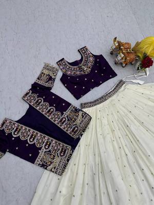 purple embroidered vichitra silk lehenga with jacket 4