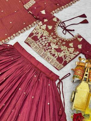 pink sequin embroidered silk lehenga set 4