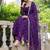 purple silk blend embroidered flared suit
