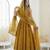 yellow silk blend embroidered gown set