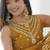 yellow silk blend embroidered gown set