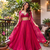 Pink Lace Work Circular Lehenga with V Neck Blouse