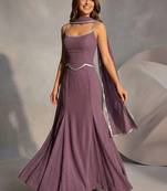 purple mermaid cut lehenga with sweetheart neck blouse