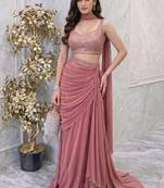 pink partywear lehenga with sequin work for bridesmaid