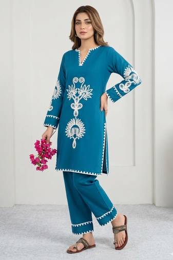 blue rayon embroidered farshi palazzo 