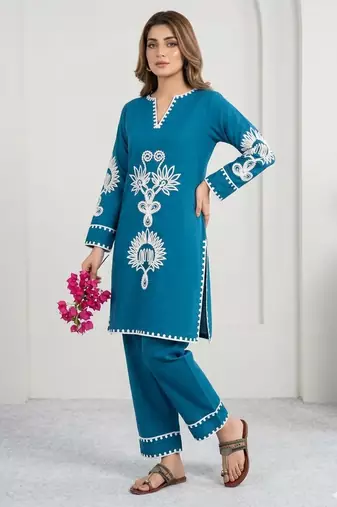 blue rayon embroidered farshi palazzo 