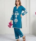 blue rayon embroidered farshi palazzo 