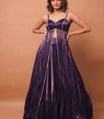 purple anarkali lehenga with sweetheart neck blouse