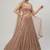 Brown Sequin Embroidered Circular Lehenga with V Neck Blouse