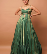 green anarkali lehenga with sweetheart neck blouse