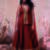 Rust Orange Lase Work Circular Lehenga with Deep V Neck long Blouse