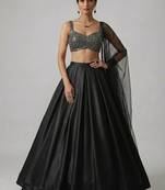 black partywear lehenga with sweetheart neck blouse