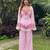 Baby pink faux georgette embroidered palazzo set