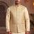Men   s elegant golden jacquard nehru jacket festive & wedding wear