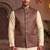 Men   s maroon & gold jacquard nehru jacket wedding & festive wear