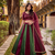 Green & Maroon Petals With Lace Work Circular Lehenga with Round Neck Blouse