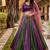 Purple & Green Petals With Lace Work Circular Lehenga with V Neck Blouse