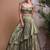 Green Draped Lehenga with Sweetheart Neck Blouse