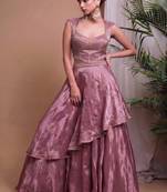 pink draped partywear lehenga with sweetheart neck blouse