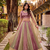 Pink & Light Green Petals With Lace Work Circular Lehenga with Round Neck Blouse