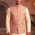 Men   s elegant salmon pink jacquard nehru jacket