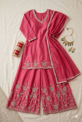 Magenta silk blend  palazzo set 5