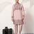 Dusty pink viscose silk multi color thread with sequence embroidered work kurta bottom
