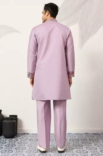 Lavender viscose silk multi color thread with sequence embroidered work kurta bottom