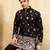 Black viscose silk multi thread & sequence embroidered work kurta
