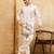 White viscose silk multi thread & sequence embroidered work kurta