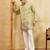 Pistachio viscose silk multi thread & sequence embroidered work kurta