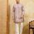 Beige viscose silk multi thread & sequence embroidered work kurta