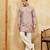 Beige viscose silk multi thread & sequence embroidered work kurta