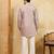 Beige viscose silk multi thread & sequence embroidered work kurta