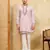 Pink khadi silk multi thread & sequence embroidered work kurta