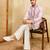 Pink khadi silk multi thread & sequence embroidered work kurta