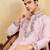 Pink khadi silk multi thread & sequence embroidered work kurta