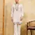 White khadi silk multi thread & sequence embroidered work kurta