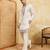 White khadi silk multi thread & sequence embroidered work kurta