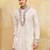 White khadi silk multi thread & sequence embroidered work kurta