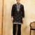 Black khadi silk multi thread & sequence embroidered work kurta