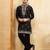Black khadi silk multi thread & sequence embroidered work kurta