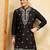 Black khadi silk multi thread & sequence embroidered work kurta